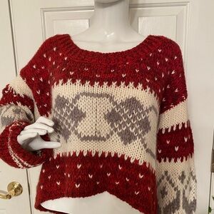 Free People Burgundy Fair isle Sweater NWT Size L